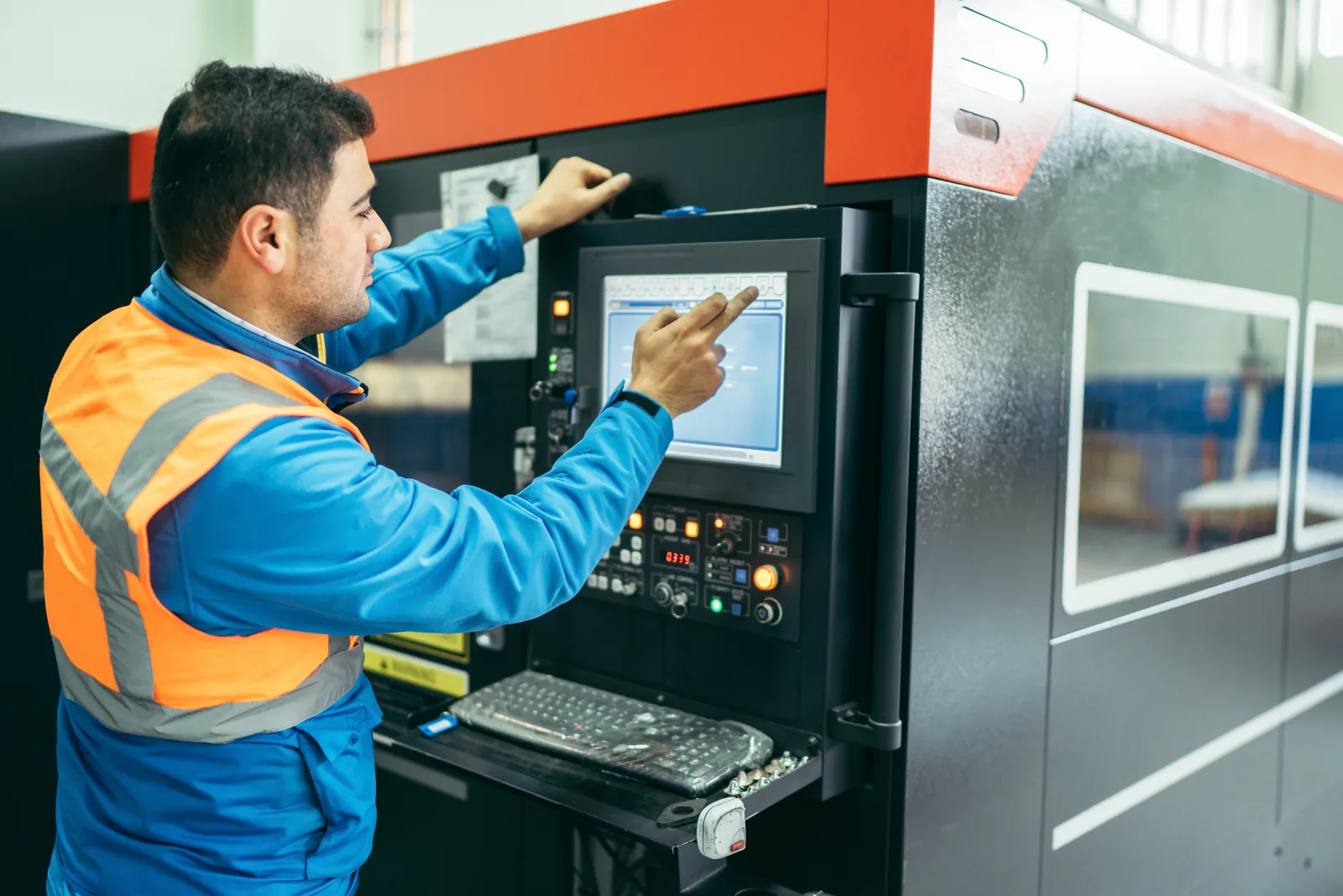 Engineer configuring a control panel